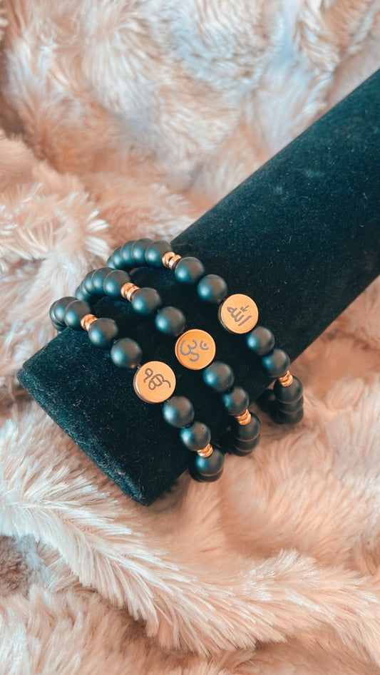 Flat Gold Engraved x Religious Bracelet