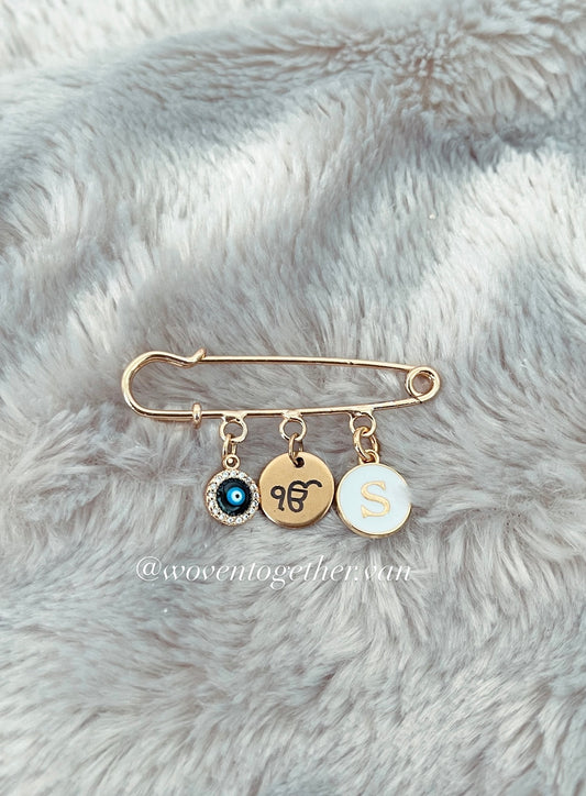 Pin Brooch x Ek Onkar (White Initial)