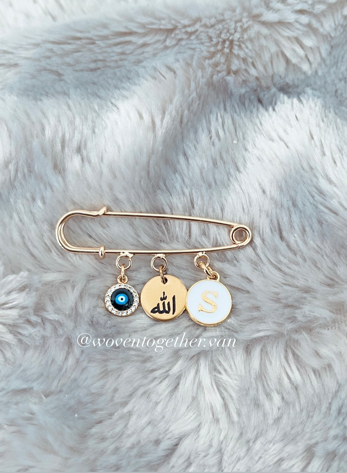 Pin Brooch x Allah (White Initial)