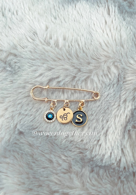 Pin Brooch x Ek Onkar (Black Initial)