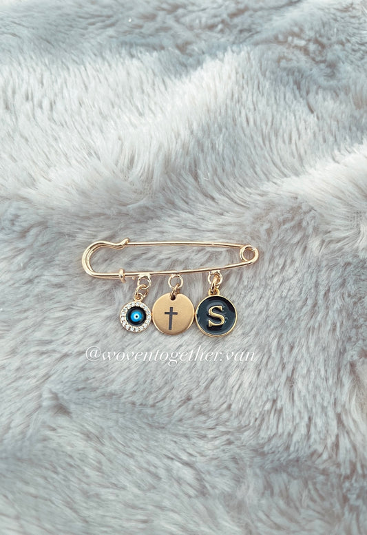 Pin Brooch x Cross (Black Initial)