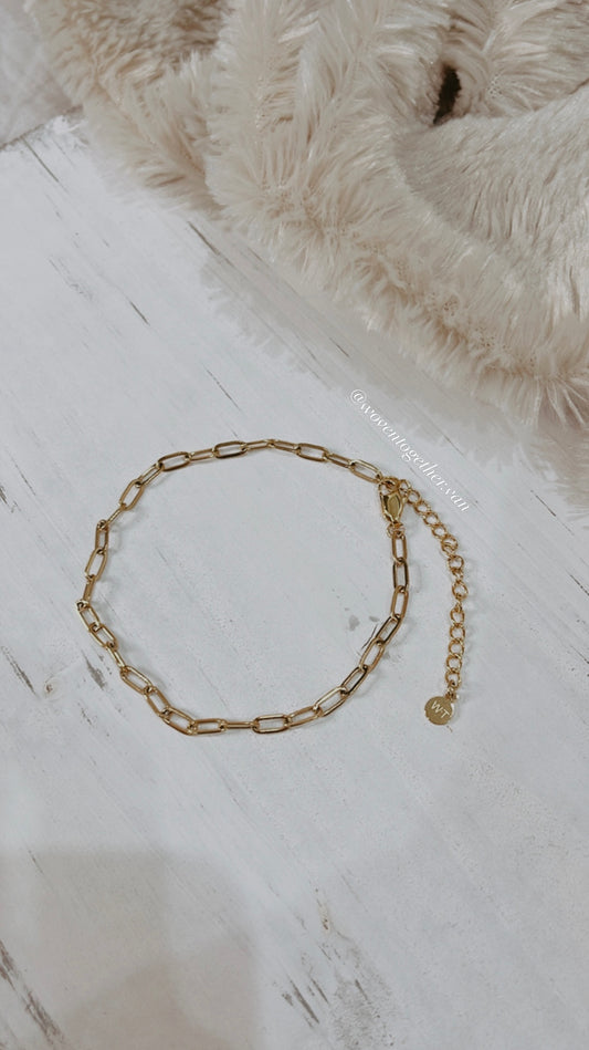 Anklet x 18k Gold Plated Paperclip Chain